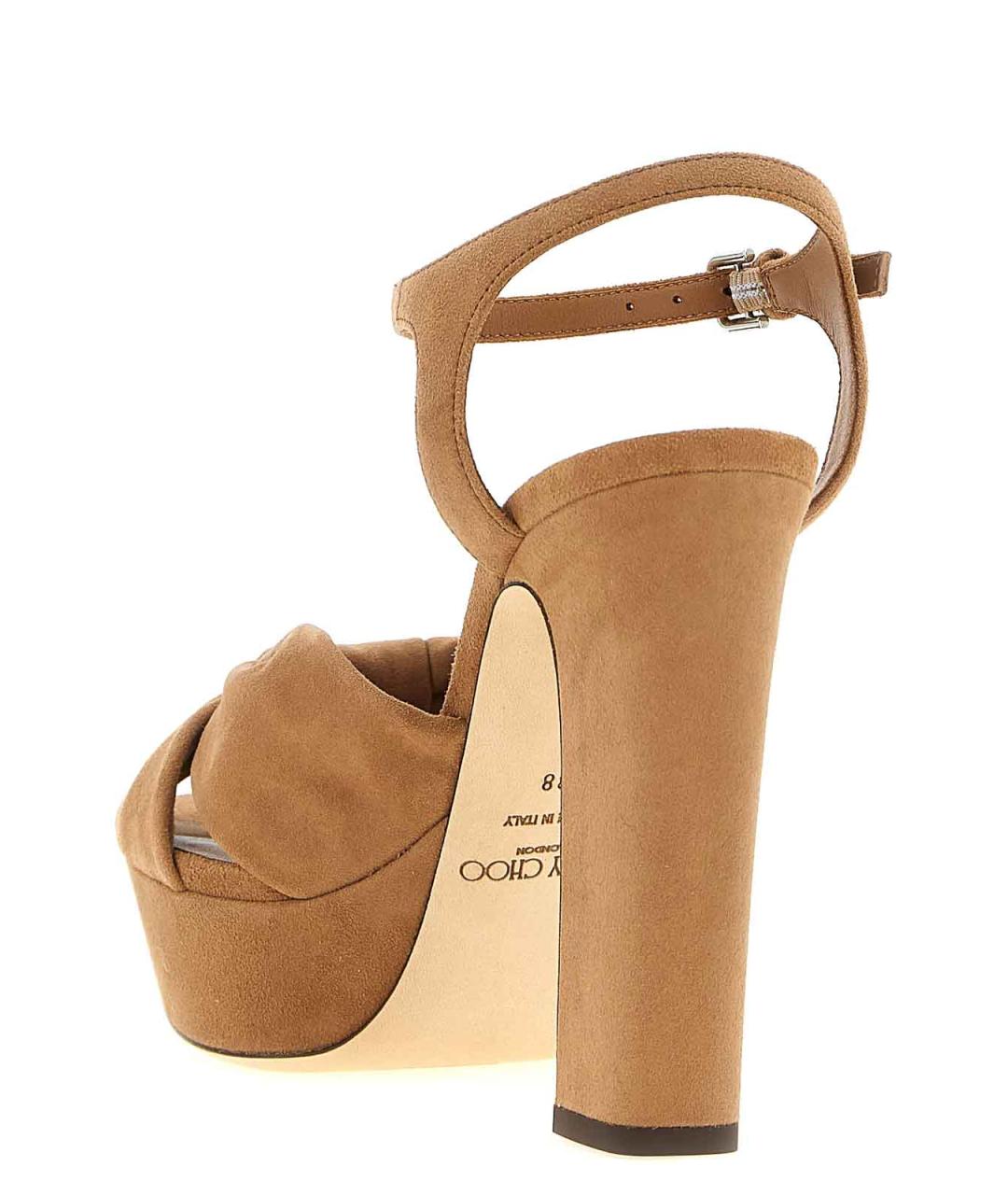 JIMMY CHOO Коричневые замшевые босоножки, фото 3