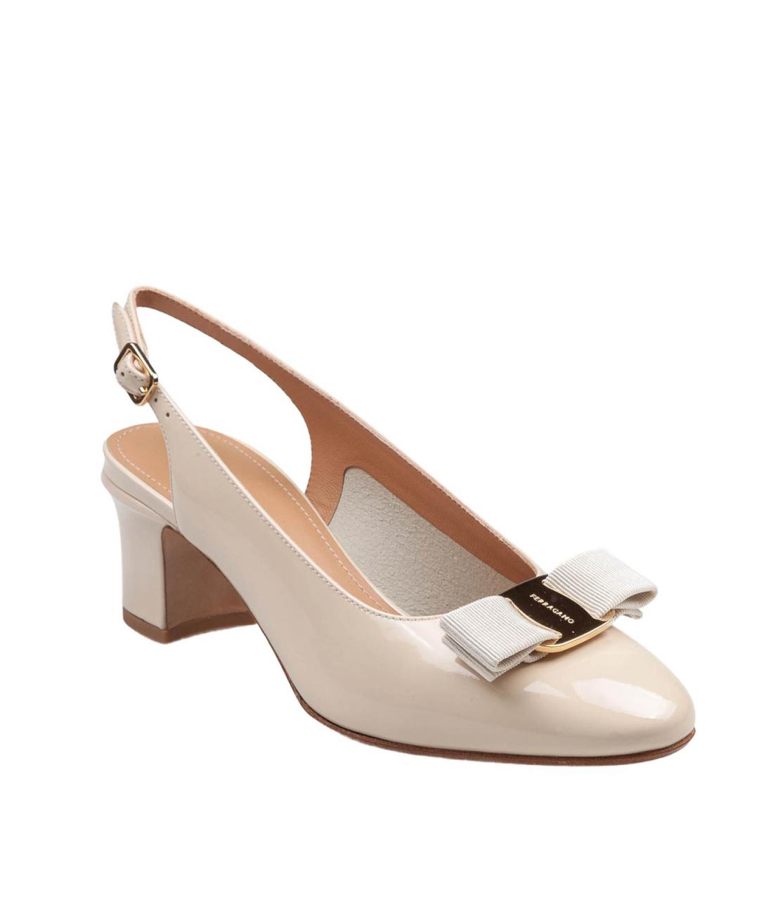 FERRAGAMO Бежевые кожаные туфли, фото 2