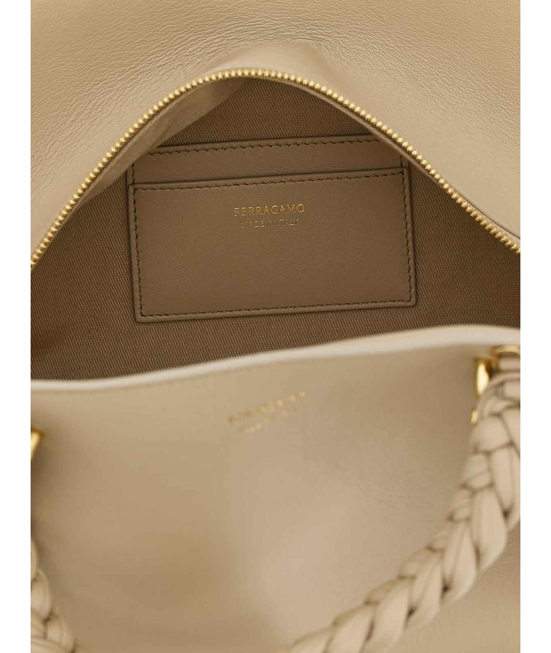 FERRAGAMO Серая кожаная сумка тоут, фото 4