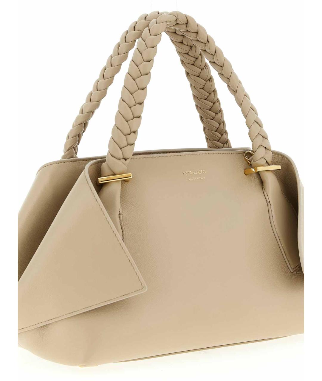 FERRAGAMO Серая кожаная сумка тоут, фото 3