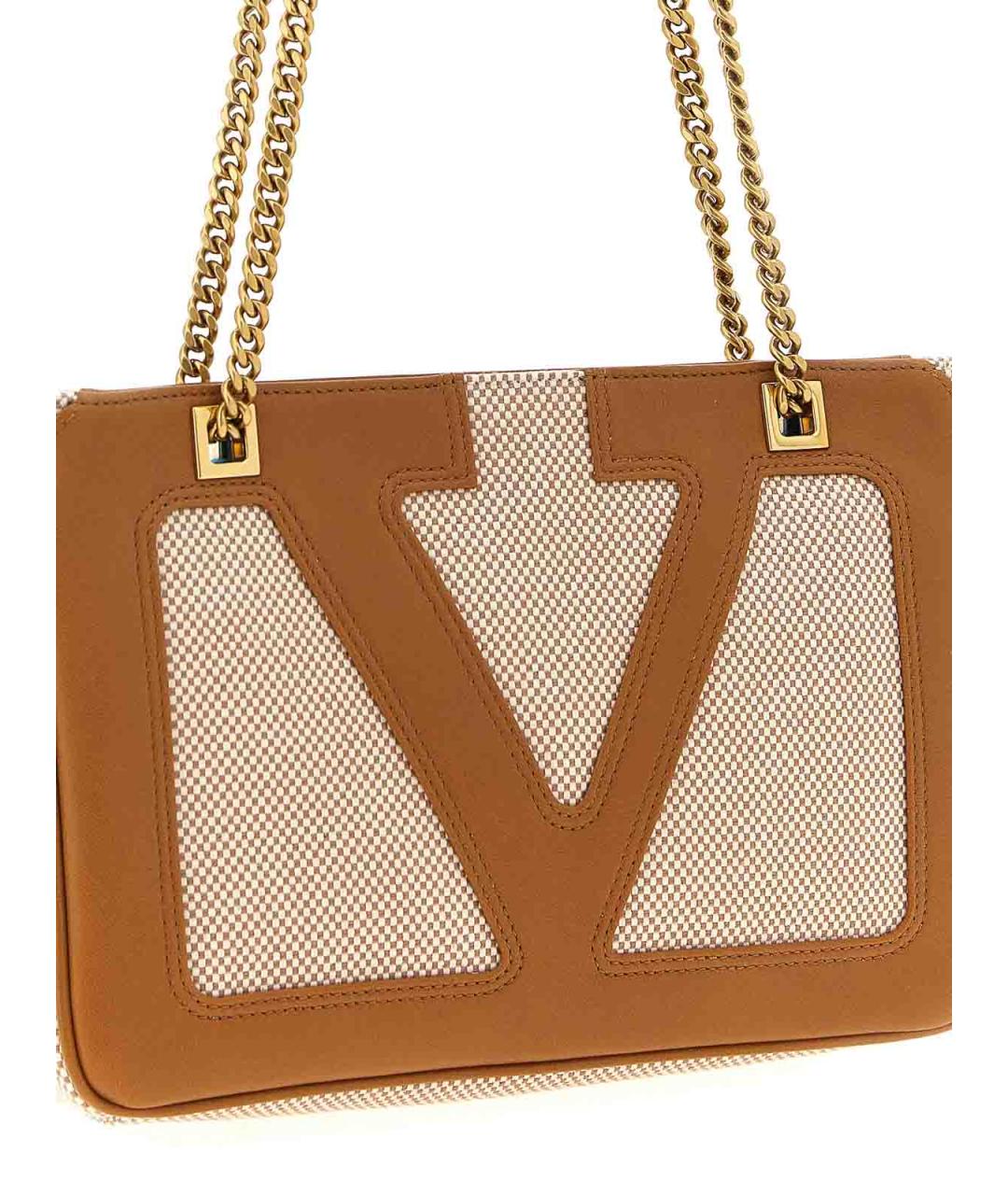 VALENTINO Бежевая тканевая сумка на плечо, фото 3