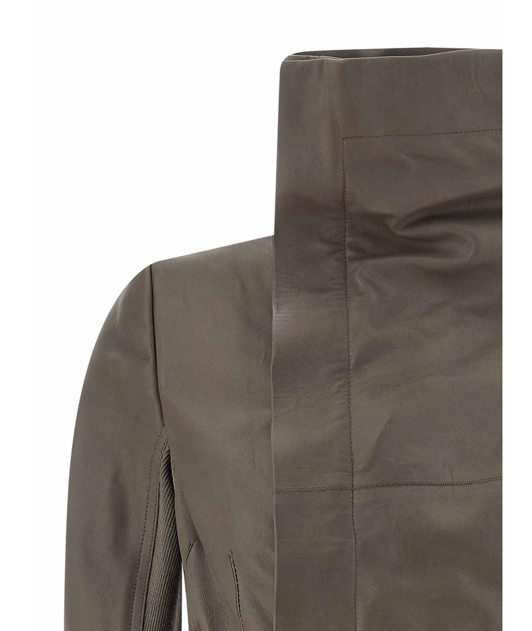 RICK OWENS Серая кожаная куртка, фото 3
