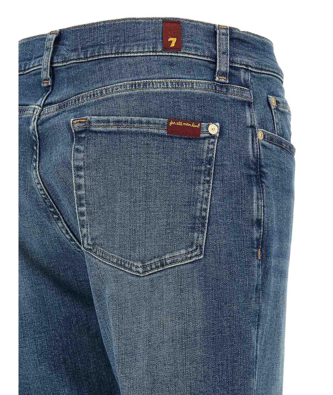 7 FOR ALL MANKIND Голубые хлопковые джинсы слим, фото 4