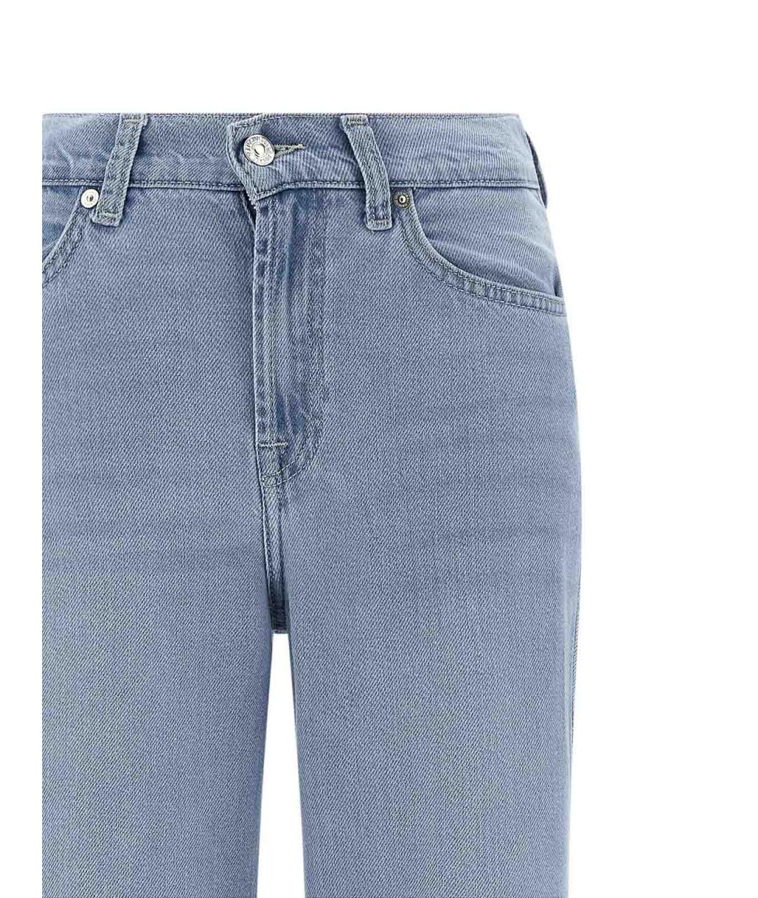7 FOR ALL MANKIND Голубые хлопковые джинсы клеш, фото 3