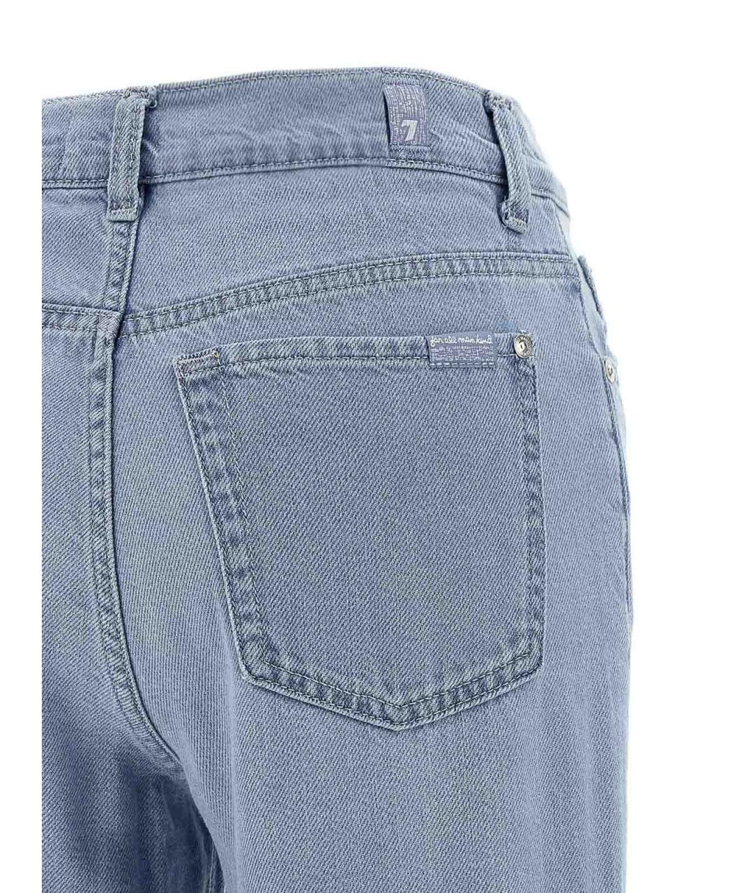 7 FOR ALL MANKIND Голубые хлопковые джинсы клеш, фото 4