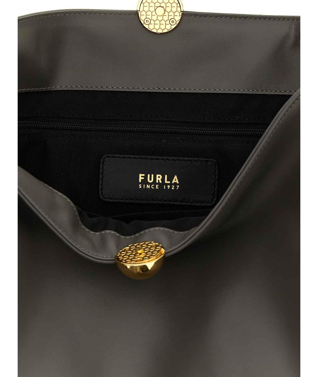 FURLA Серая кожаная сумка через плечо, фото 4