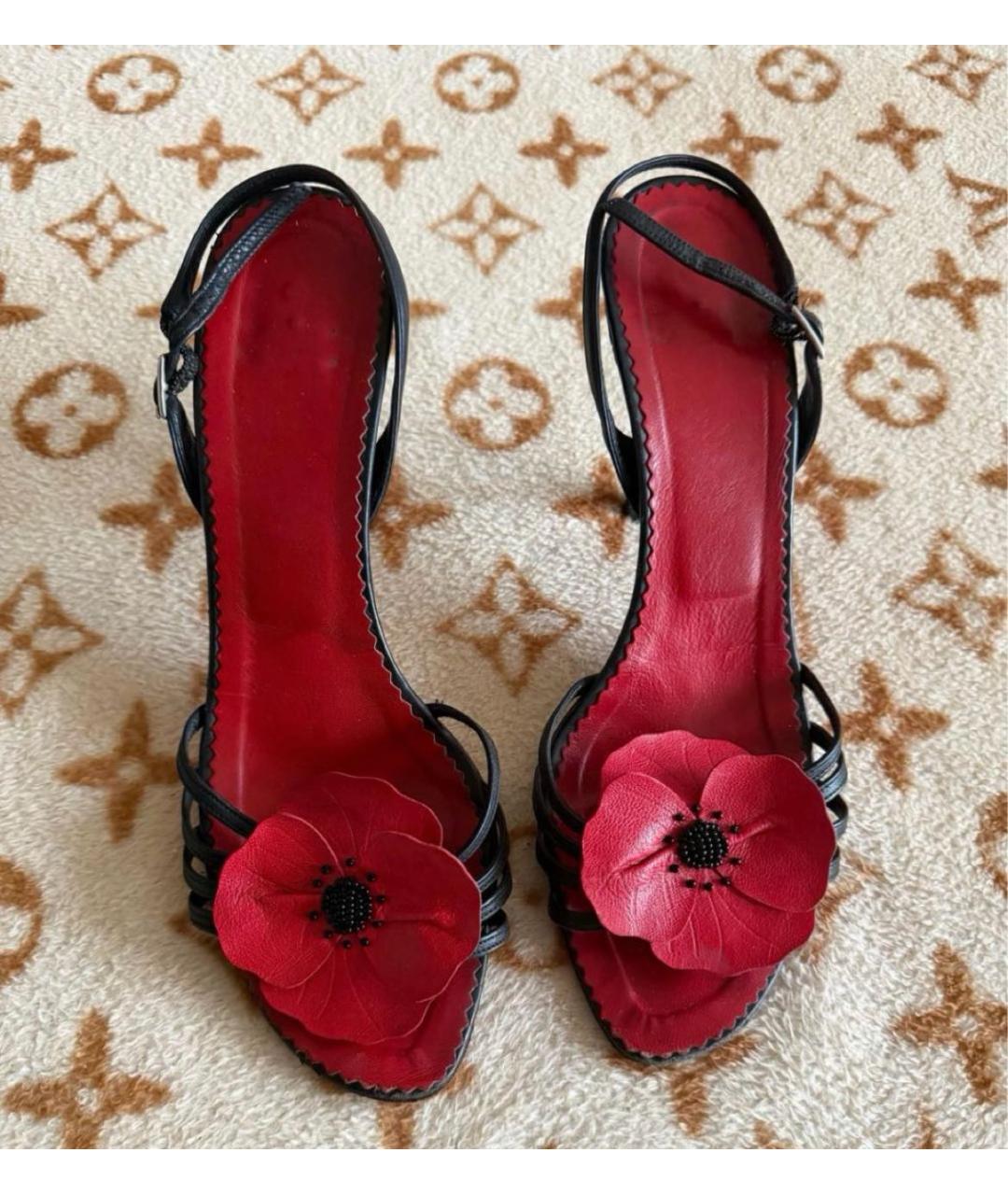 MOSCHINO Черные кожаные босоножки, фото 2