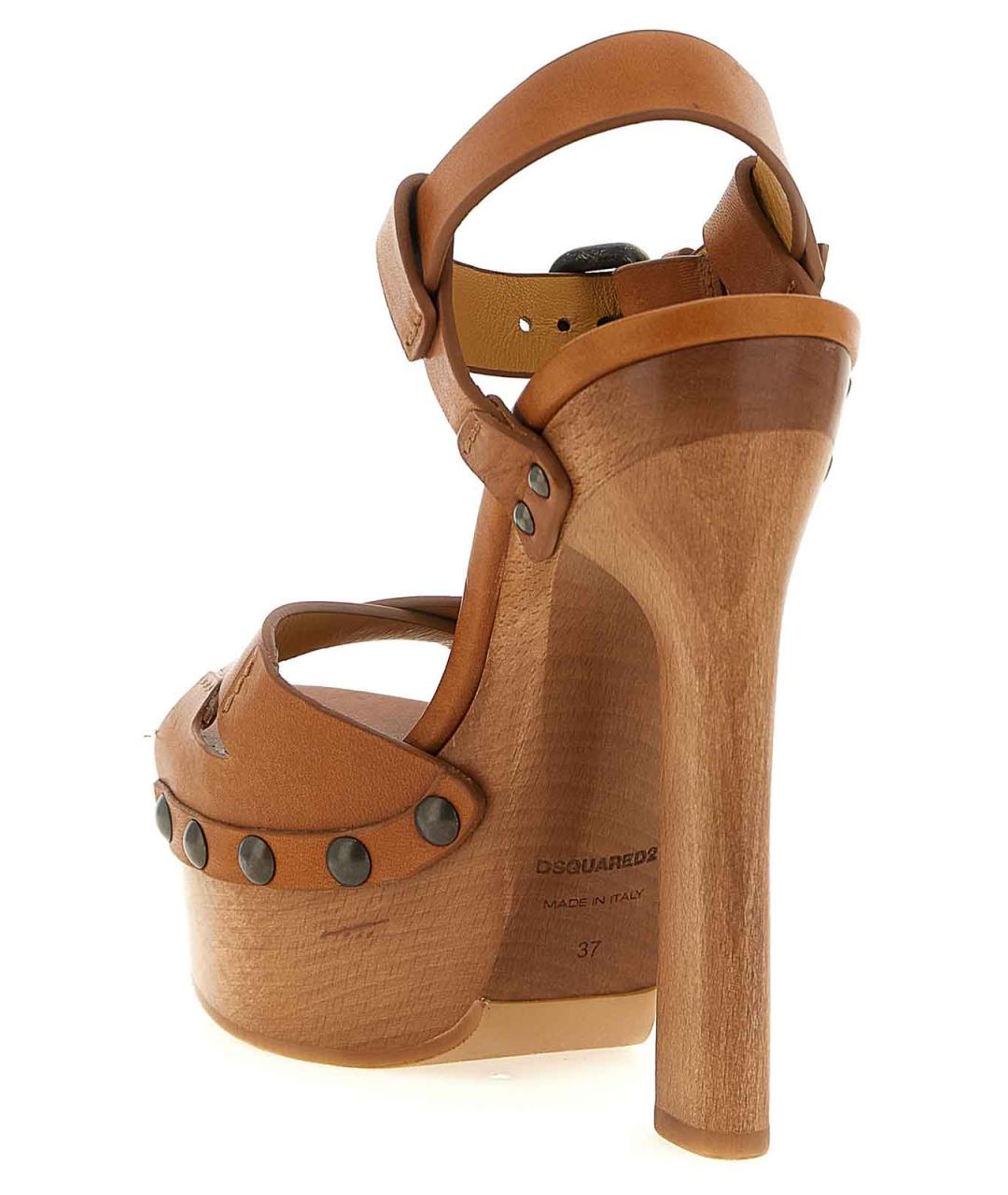 DSQUARED2 Коричневые кожаные босоножки, фото 3