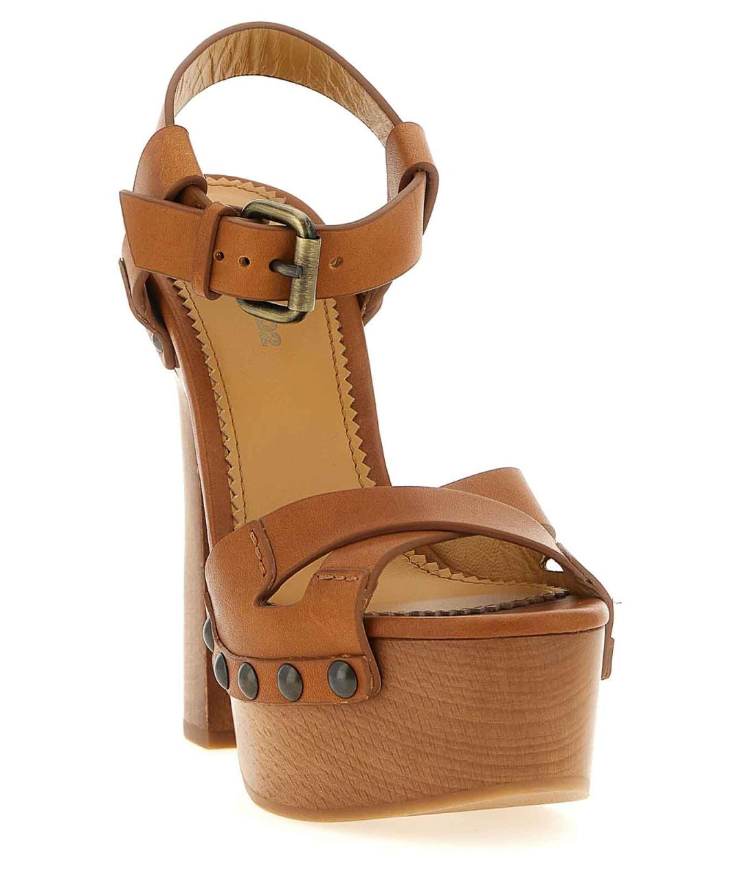 DSQUARED2 Коричневые кожаные босоножки, фото 2