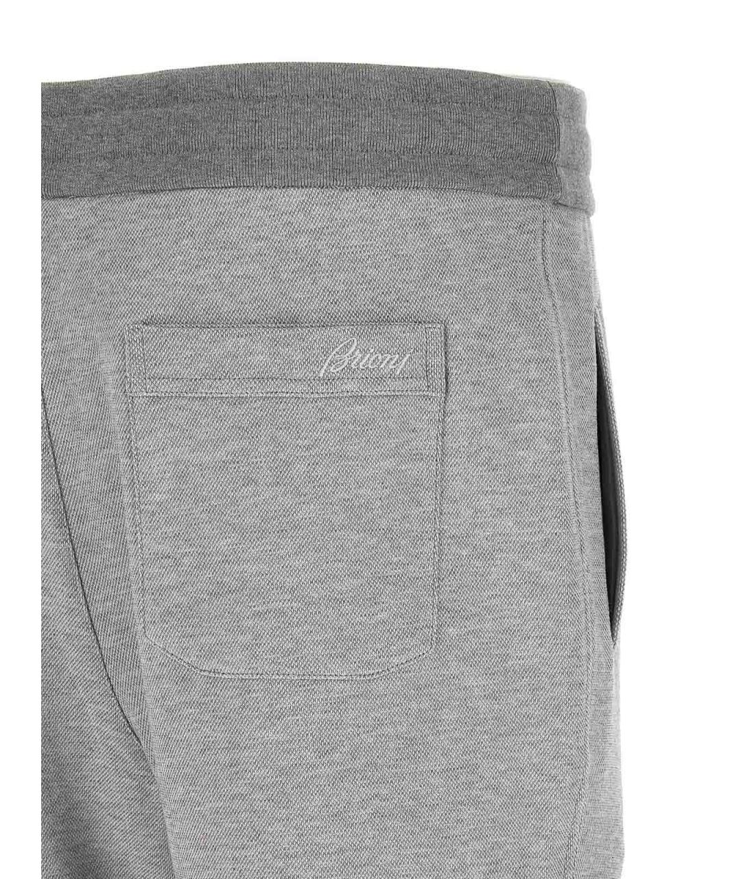 BRIONI Серые хлопковые повседневные брюки, фото 4