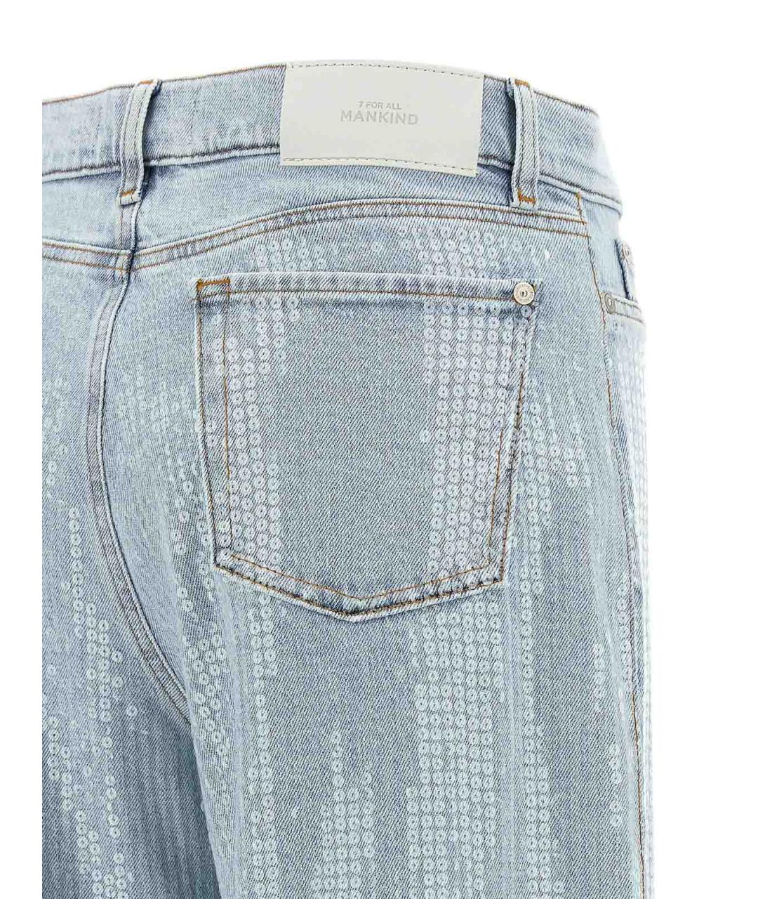 7 FOR ALL MANKIND Голубые хлопковые джинсы клеш, фото 4