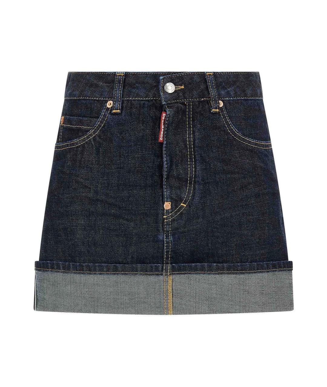 DSQUARED2 Синяя кожаная юбка мини, фото 1