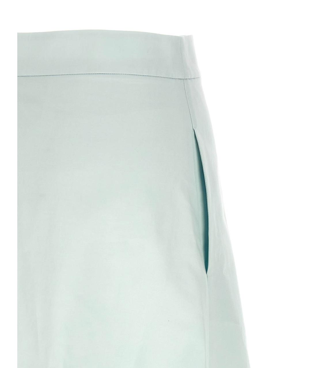 JIL SANDER Бирюзовая хлопковая юбка миди, фото 4