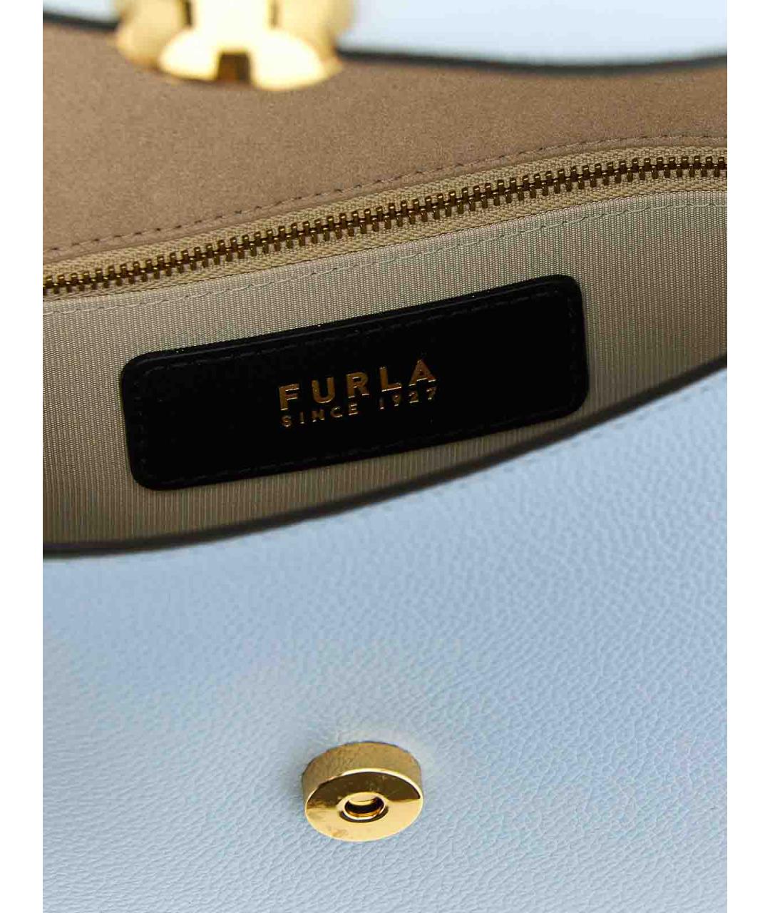 FURLA Голубая кожаная сумка через плечо, фото 4