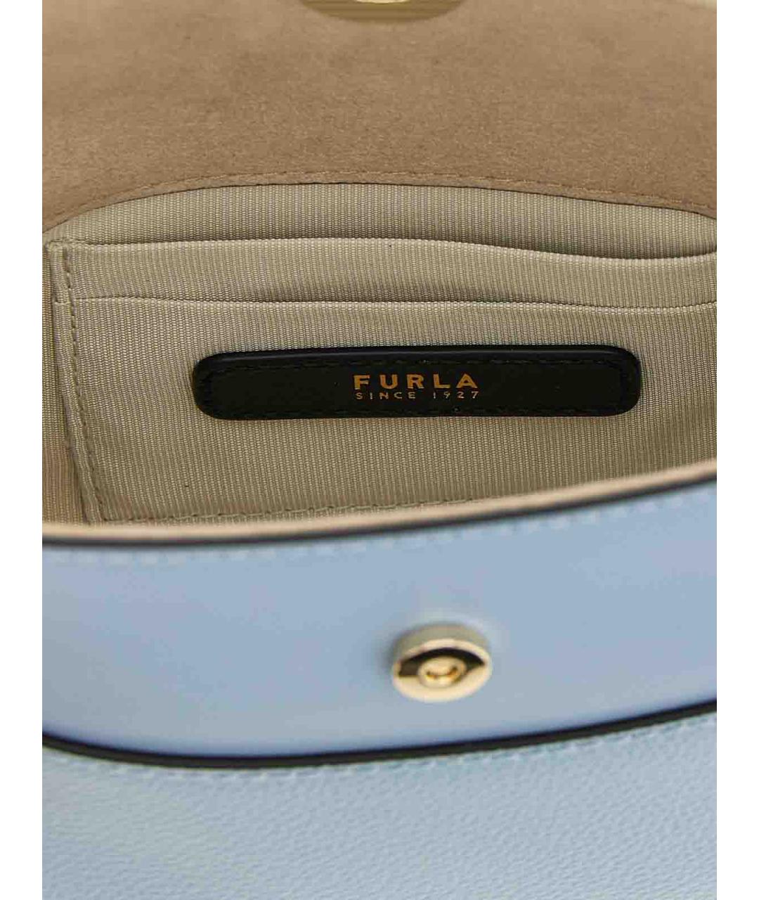 FURLA Голубая кожаная сумка через плечо, фото 4