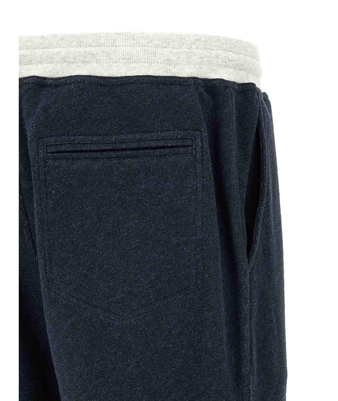BRUNELLO CUCINELLI Синие хлопковые повседневные брюки, фото 4