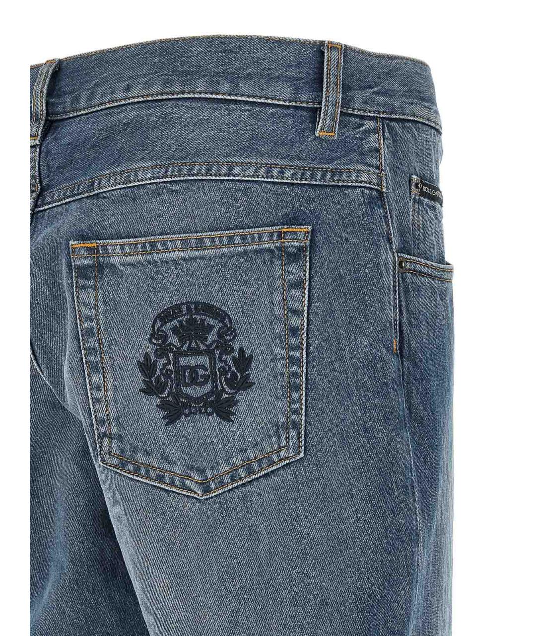 DOLCE&GABBANA Синие хлопковые прямые джинсы, фото 4
