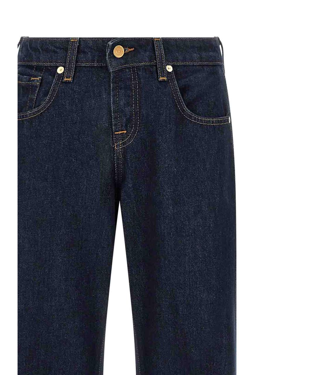 7 FOR ALL MANKIND Синие хлопковые прямые джинсы, фото 3