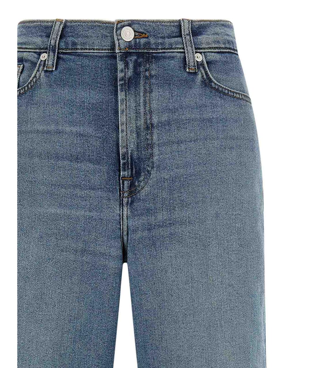 7 FOR ALL MANKIND Синие хлопковые прямые джинсы, фото 3