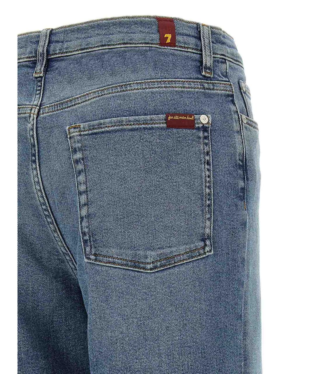 7 FOR ALL MANKIND Синие хлопковые прямые джинсы, фото 4