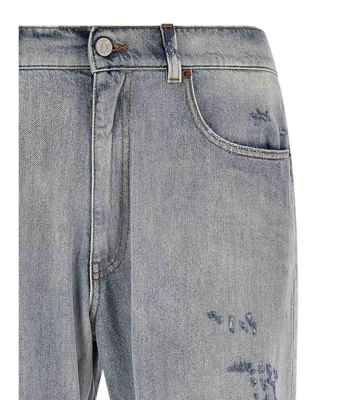 MM6 MAISON MARGIELA Голубые хлопковые прямые джинсы, фото 3