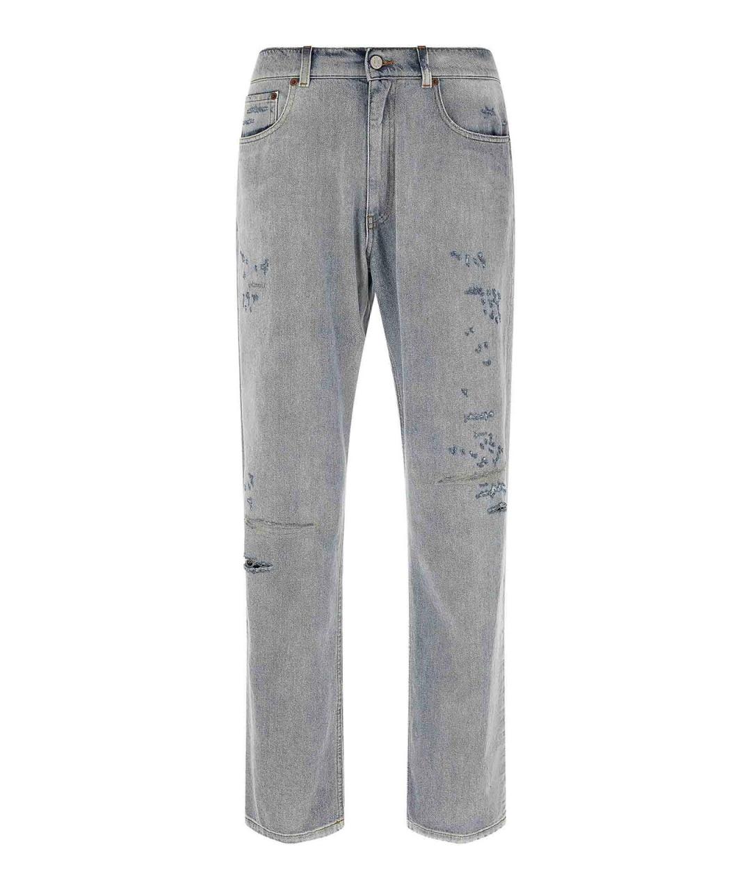 MM6 MAISON MARGIELA Голубые хлопковые прямые джинсы, фото 1