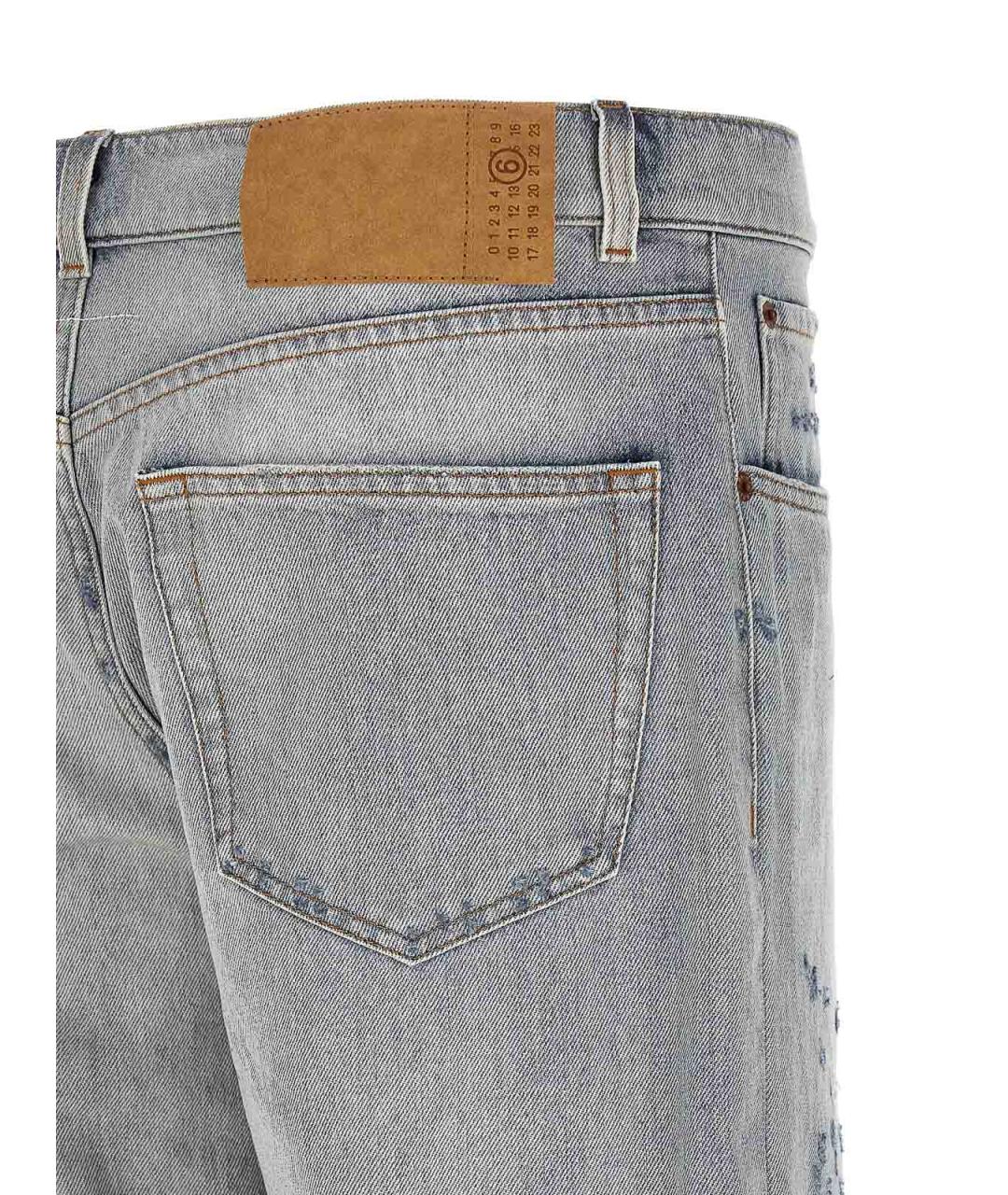 MM6 MAISON MARGIELA Голубые хлопковые прямые джинсы, фото 4