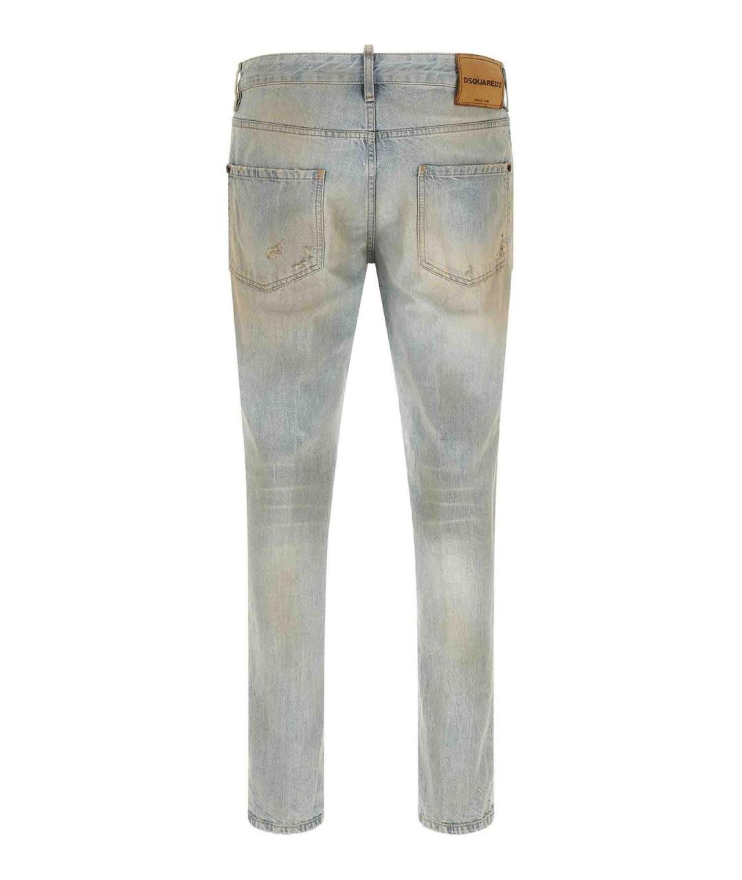 DSQUARED2 Голубые хлопко-эластановые джинсы скинни, фото 2