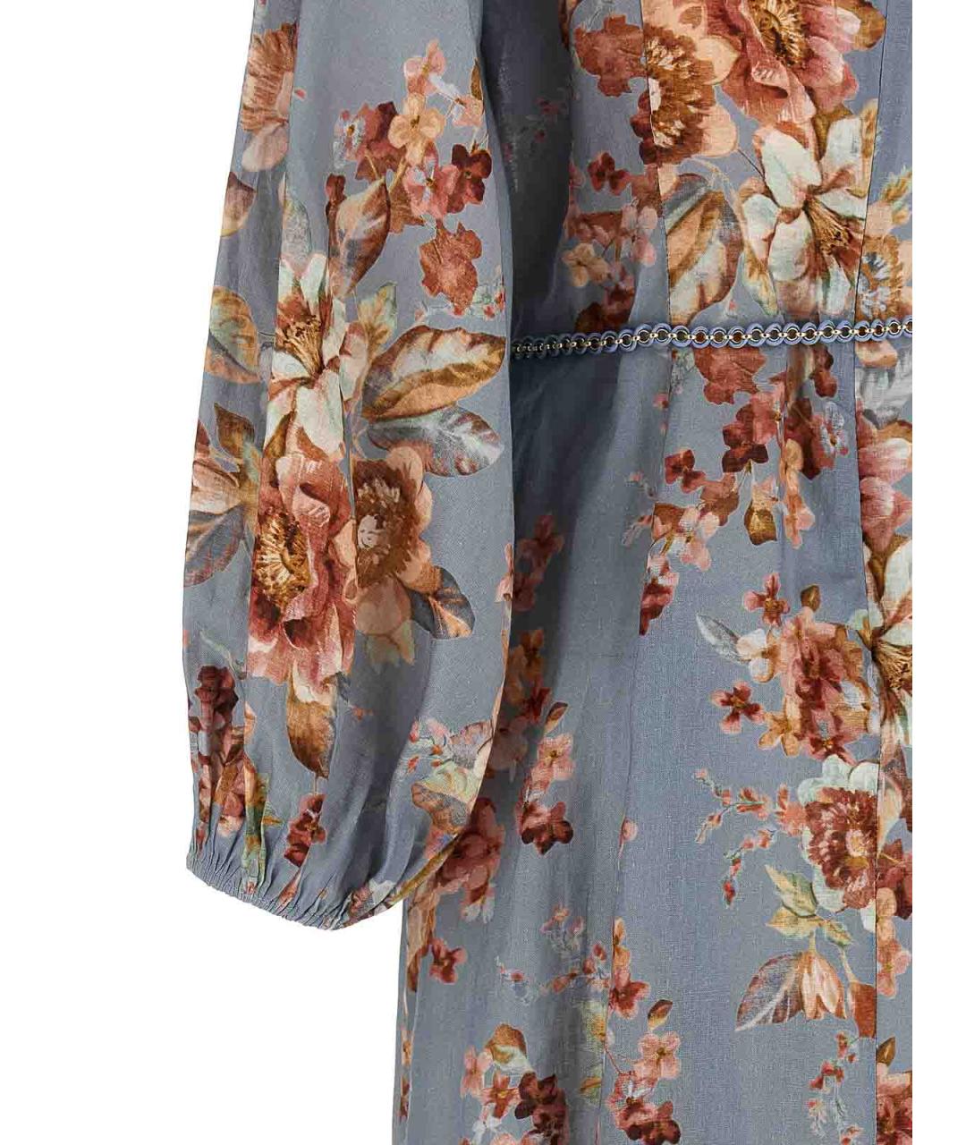 ZIMMERMANN Голубое льняное повседневное платье, фото 4