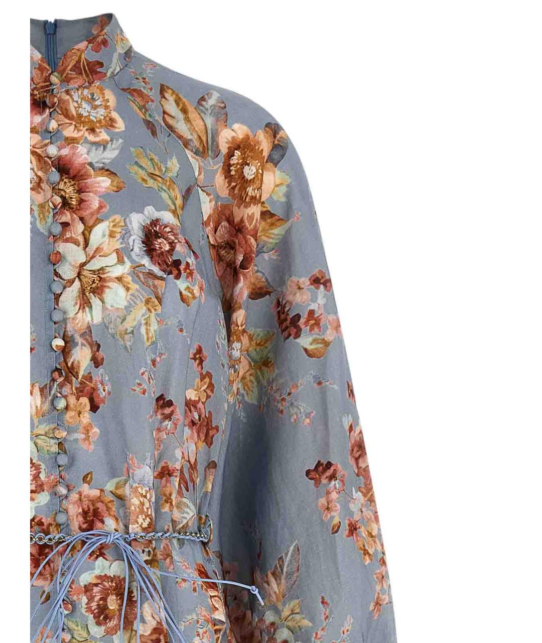 ZIMMERMANN Голубое льняное повседневное платье, фото 3
