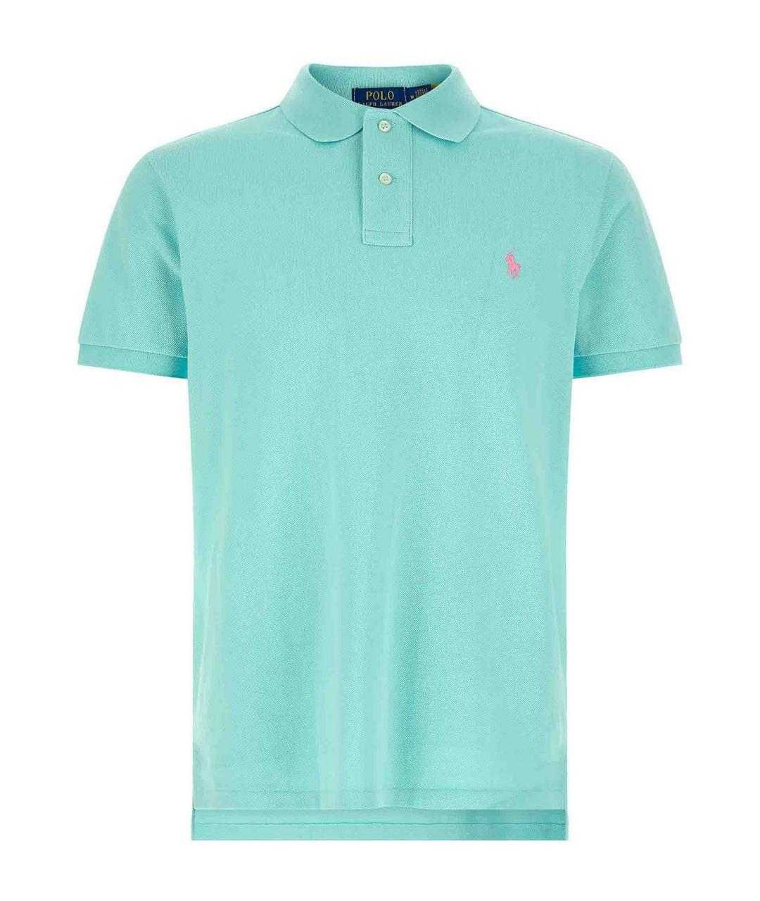 POLO RALPH LAUREN Голубое хлопковое поло с коротким рукавом, фото 1
