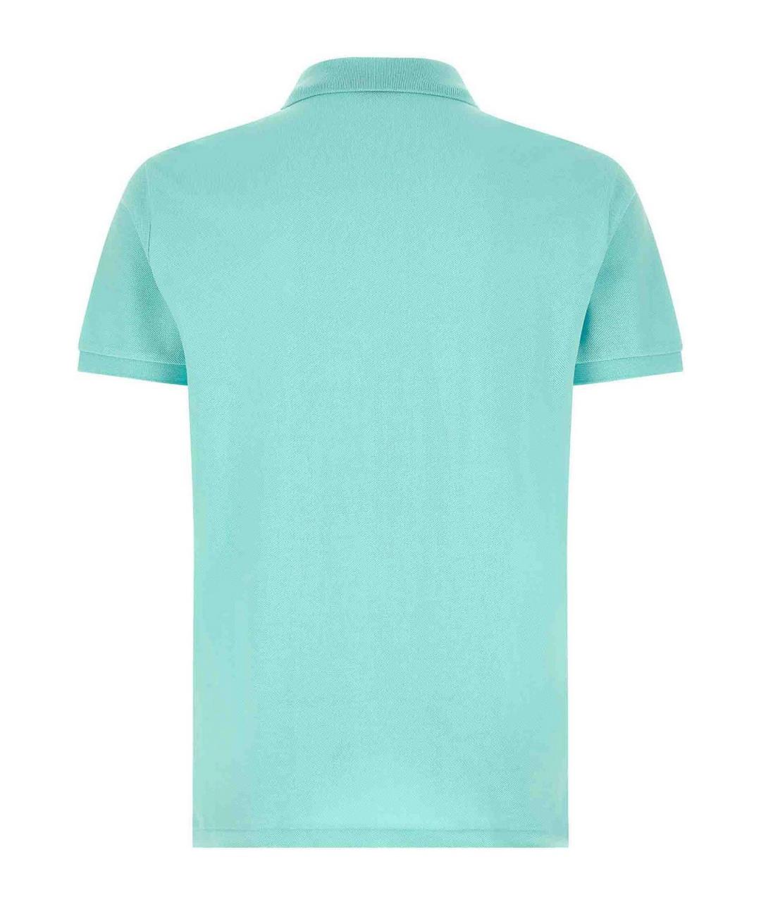 POLO RALPH LAUREN Голубое хлопковое поло с коротким рукавом, фото 2