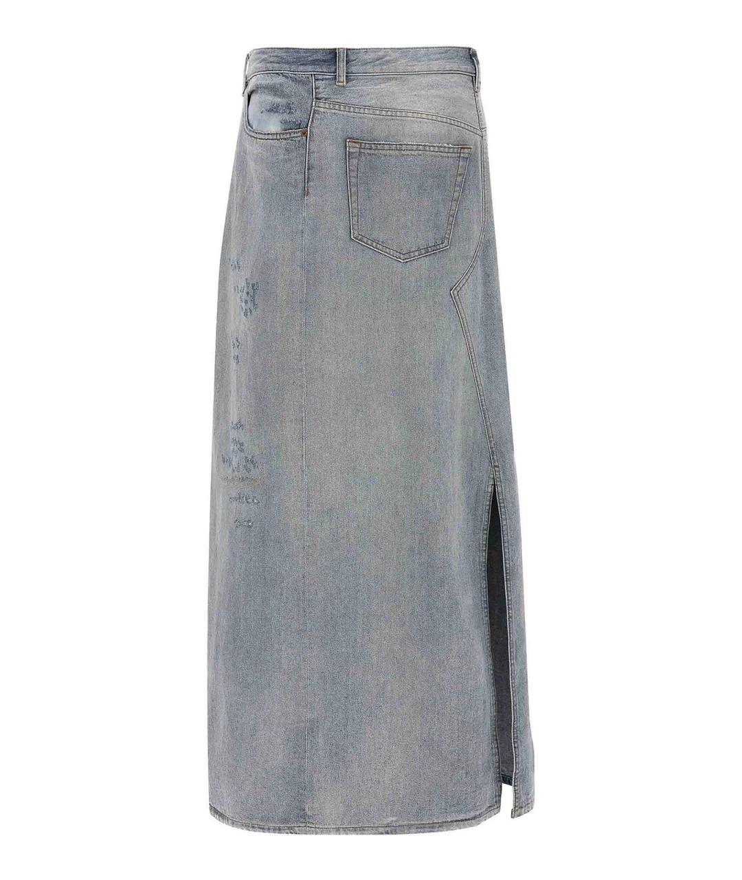 MM6 MAISON MARGIELA Голубая хлопковая юбка миди, фото 2