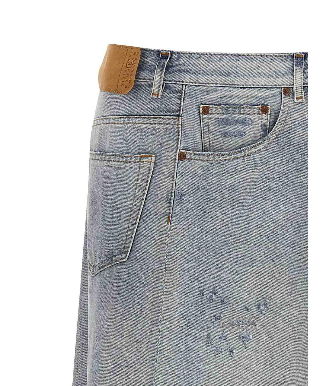 MM6 MAISON MARGIELA Голубая хлопковая юбка миди, фото 3