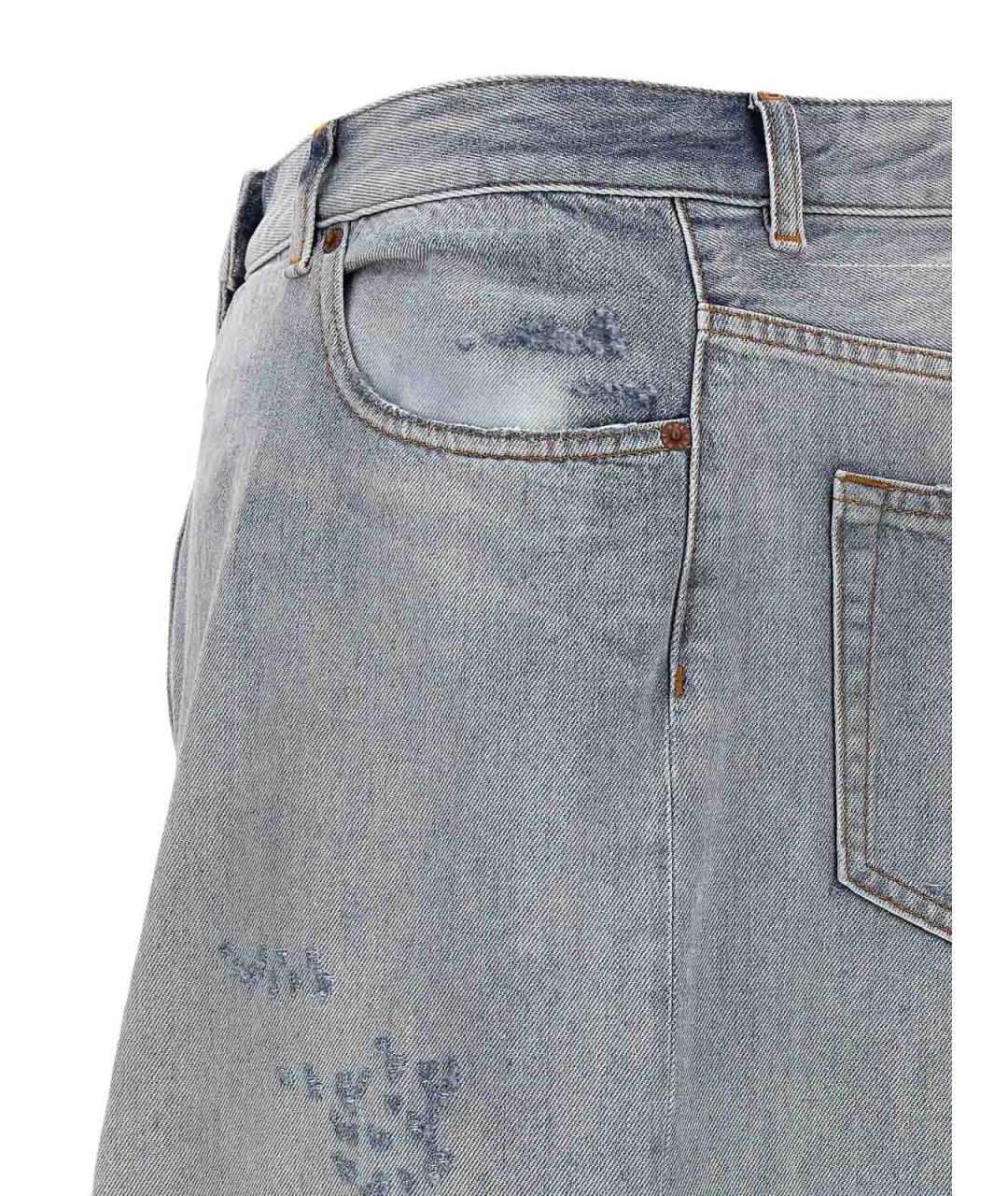MM6 MAISON MARGIELA Голубая хлопковая юбка миди, фото 4