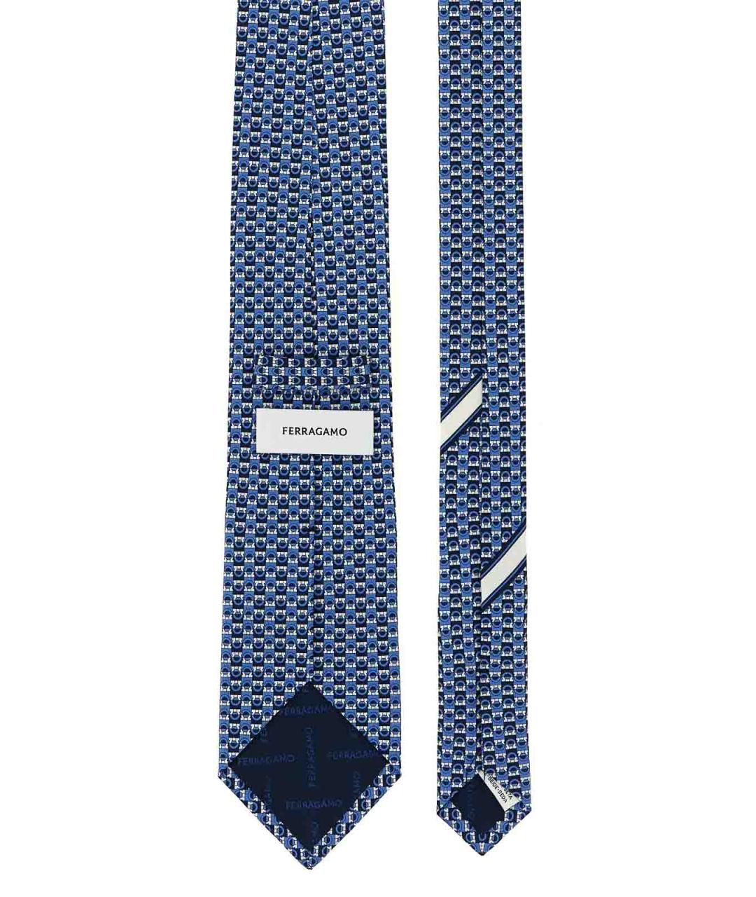 FERRAGAMO Синий шелковый галстук, фото 2