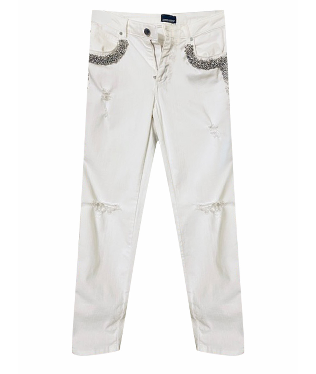 ERMANNO SCERVINO Белые хлопко-эластановые прямые джинсы, фото 1
