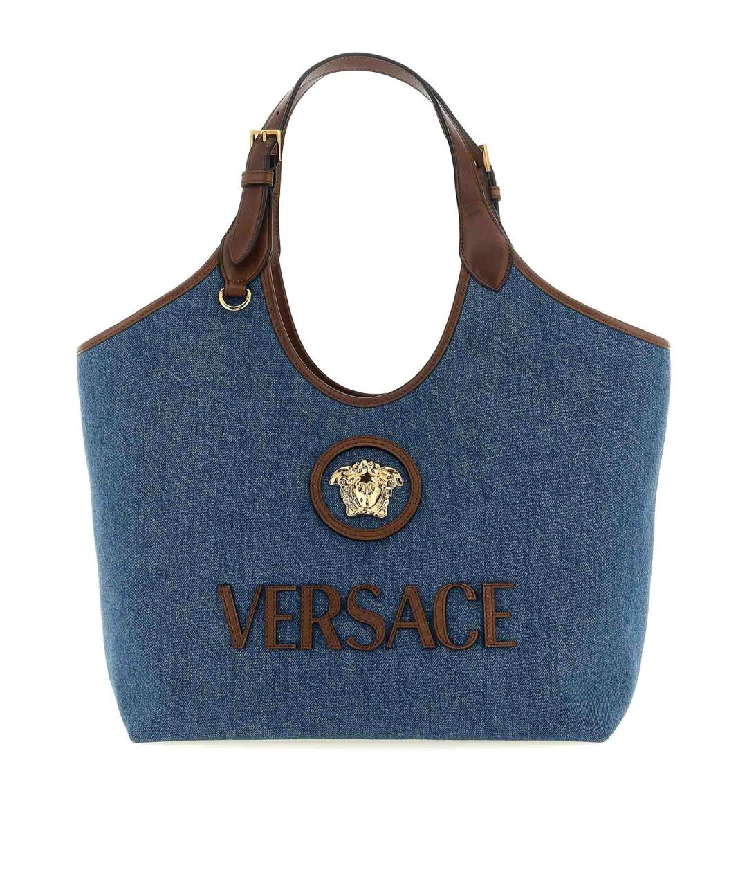 VERSACE Синяя деним сумка тоут, фото 1