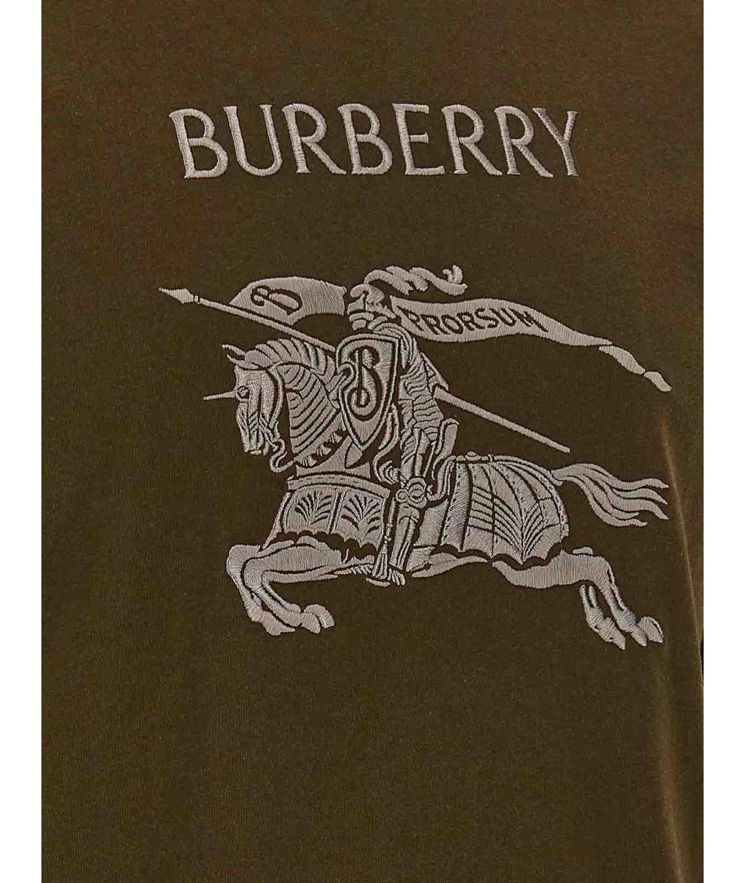 BURBERRY Зеленая хлопковая футболка, фото 4