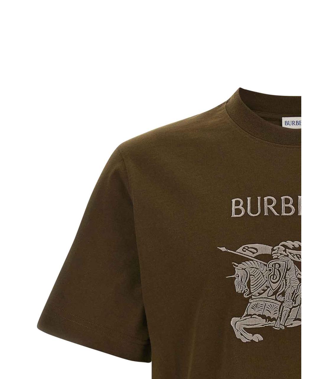 BURBERRY Зеленая хлопковая футболка, фото 3