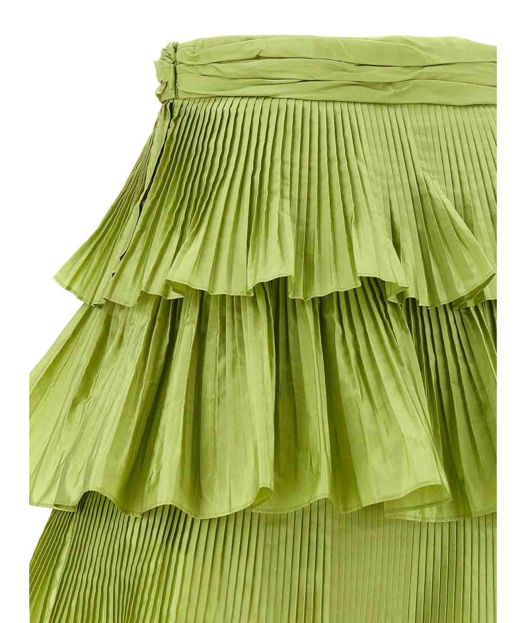 VALENTINO Зеленая шелковая юбка мини, фото 4