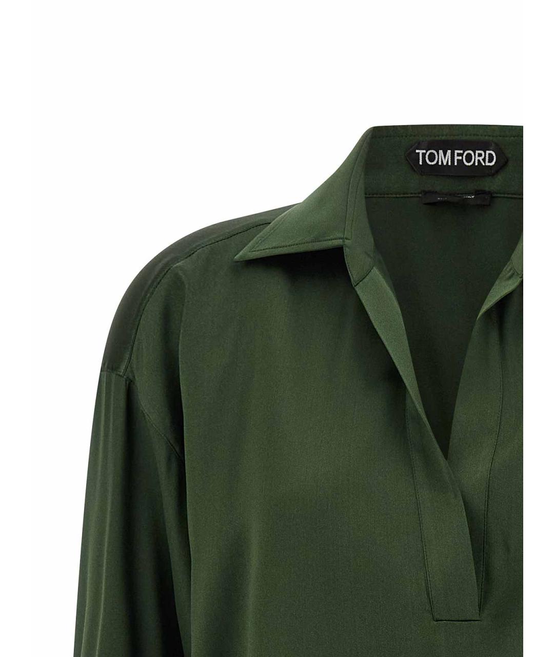 TOM FORD Зеленая шелковая блузы, фото 3