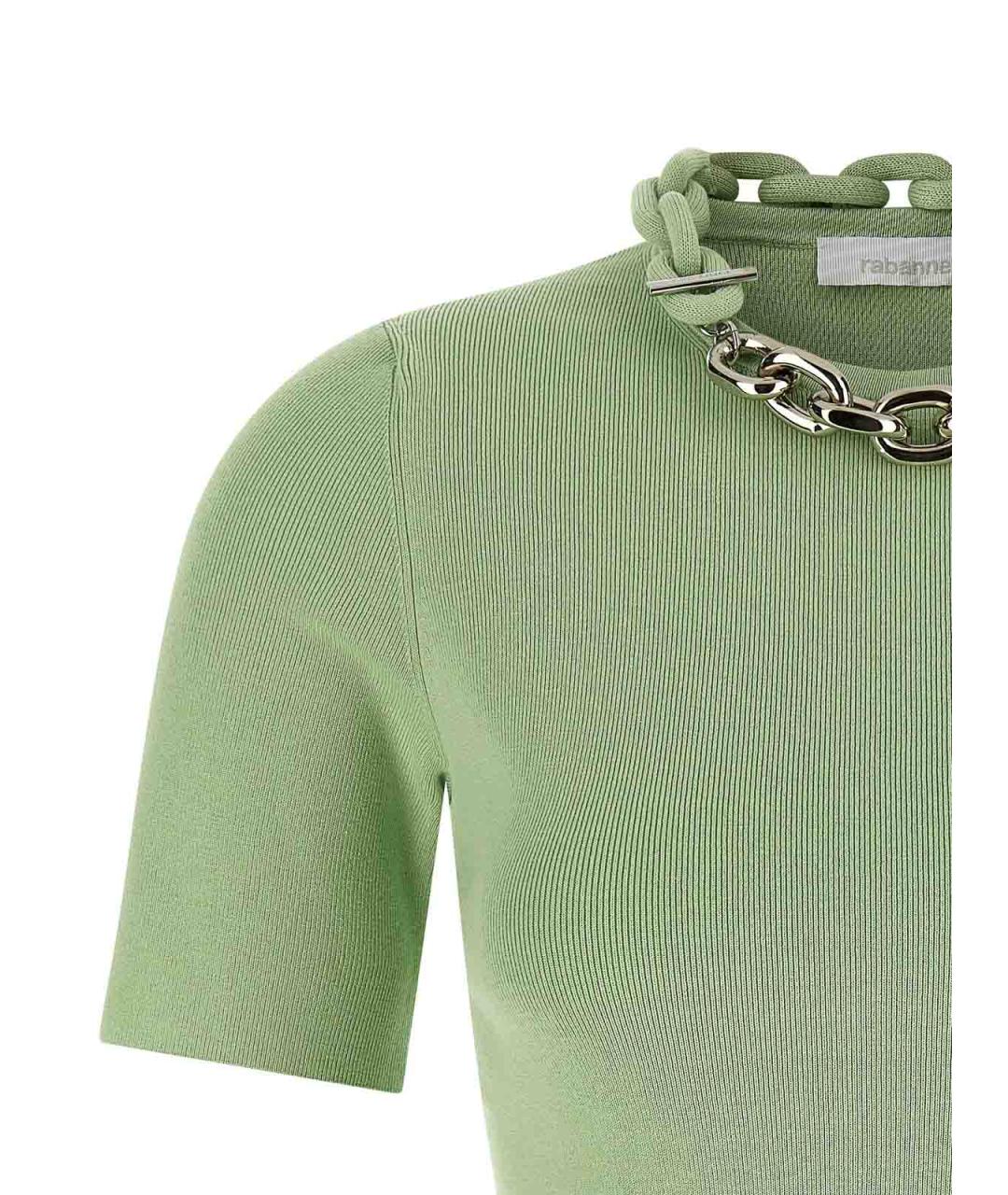 PACO RABANNE Зеленая хлопковая футболка, фото 3