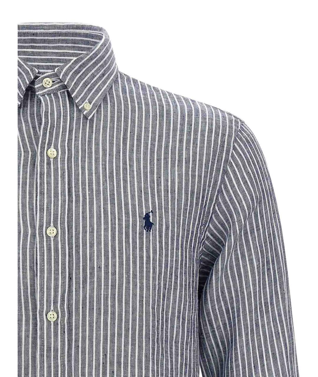 POLO RALPH LAUREN Синяя льняная классическая рубашка, фото 3
