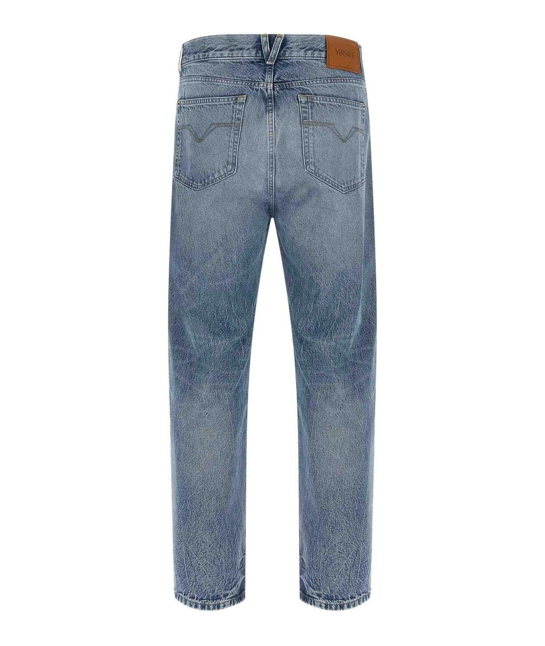 VERSACE Голубые хлопковые прямые джинсы, фото 2