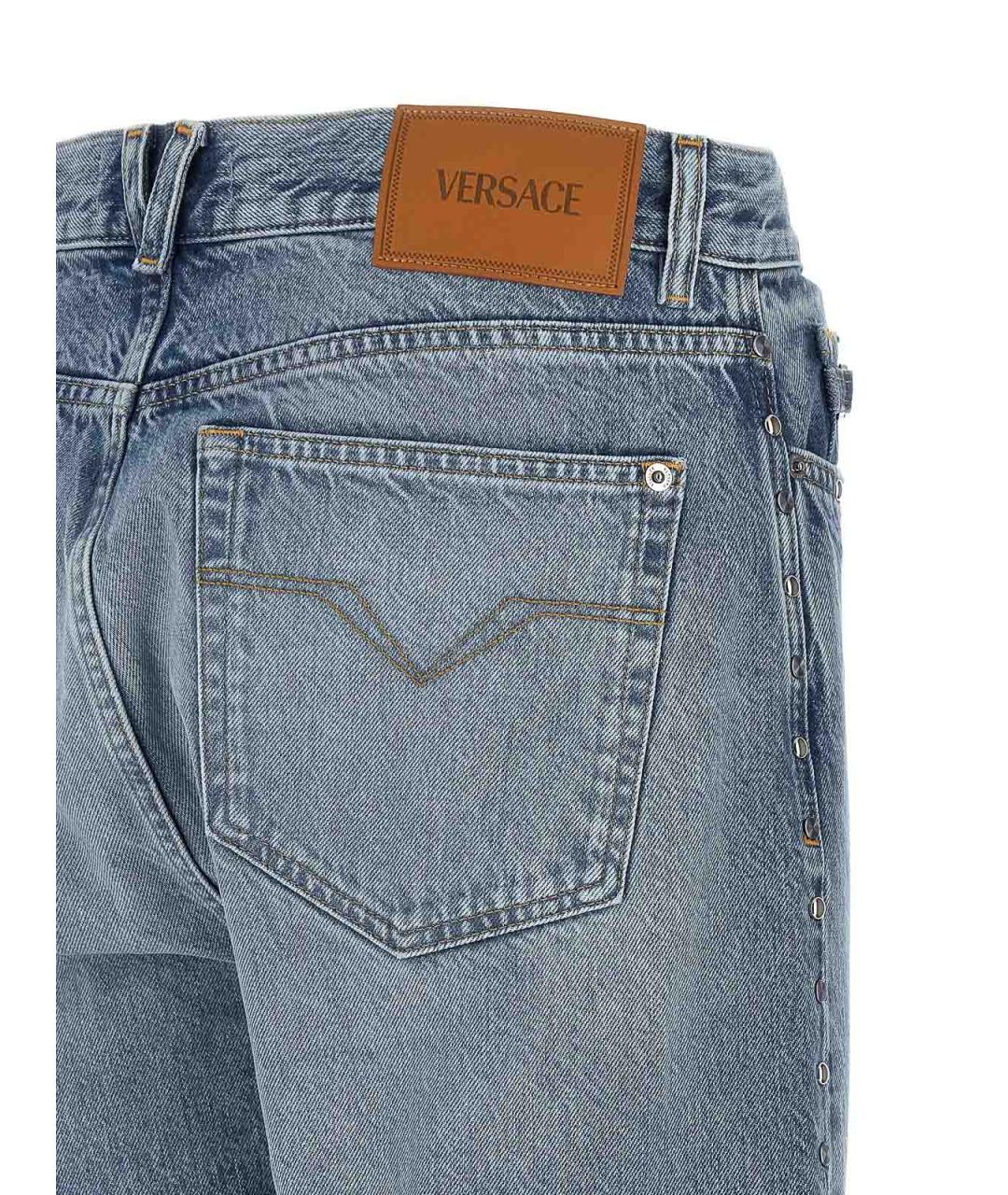 VERSACE Голубые хлопковые прямые джинсы, фото 5