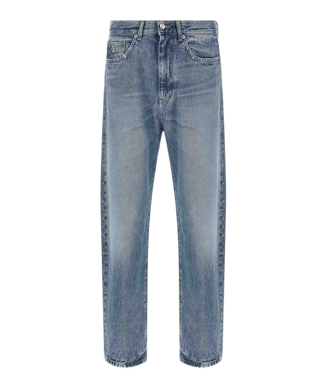 VERSACE Голубые хлопковые прямые джинсы, фото 1