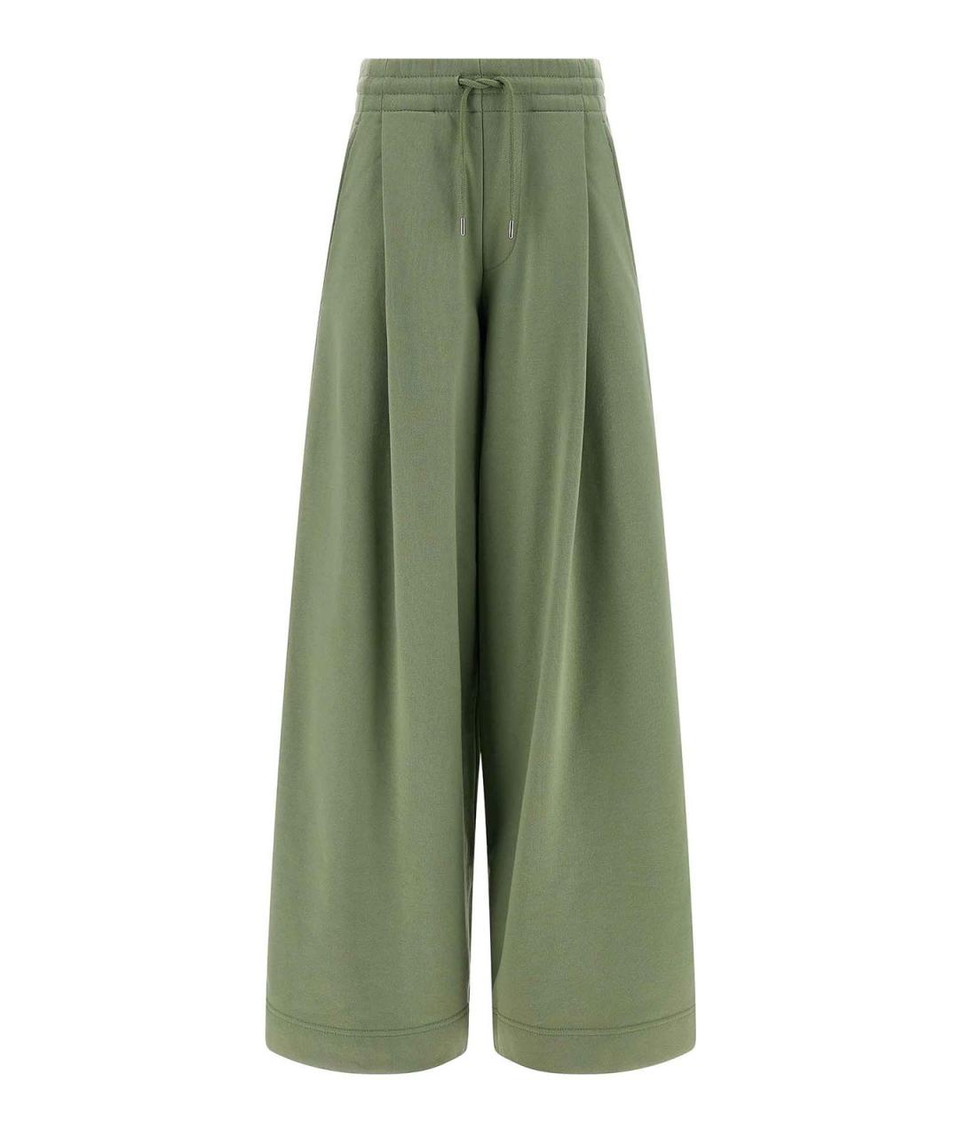 DRIES VAN NOTEN Зеленые хлопковые брюки широкие, фото 1