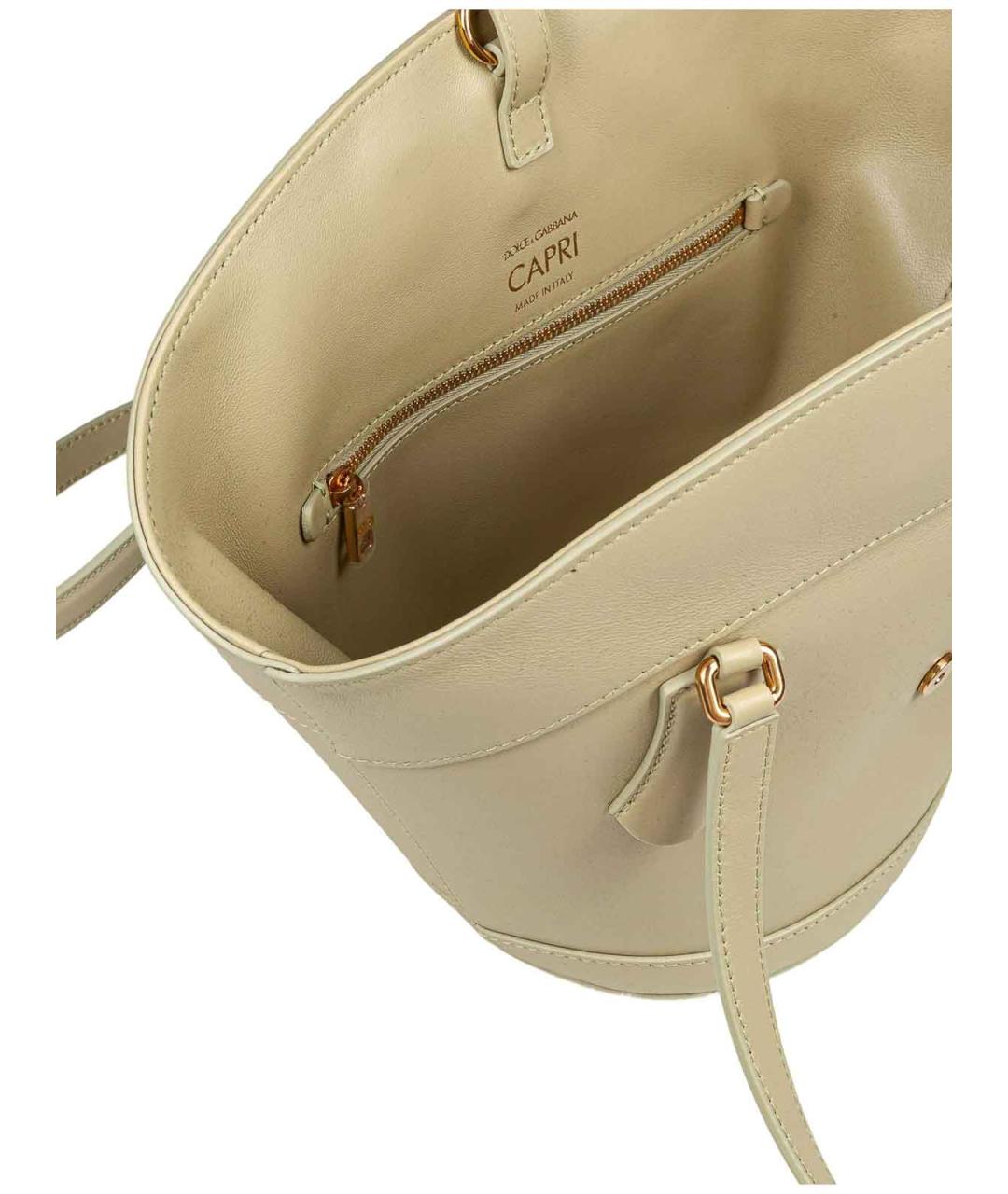 DOLCE&GABBANA Бежевая кожаная сумка через плечо, фото 4