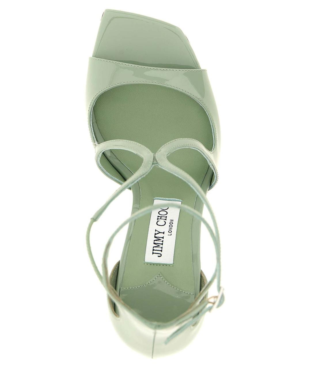 JIMMY CHOO Зеленые кожаные босоножки, фото 4